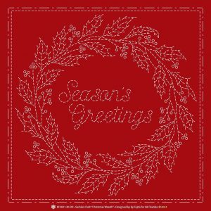 Sashiko Cloth "Christmas Wreath" KF2021-30-RD