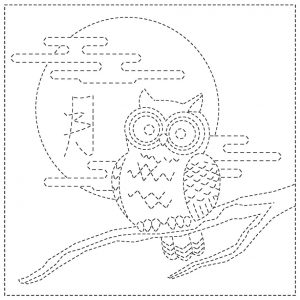 Sashiko Cloth SC2021- 08W "OWL"