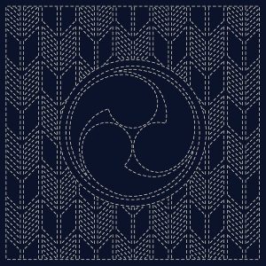 Sashiko Cloth HF1115-22F "Mitsu-Domo-e"