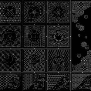 Wagara Sashiko Panel HF1120 "Selections 2" Black