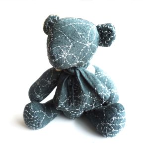 Sashiko Cloth "Little Sashiko Teddy Bear" Blue KNP22-05BL
