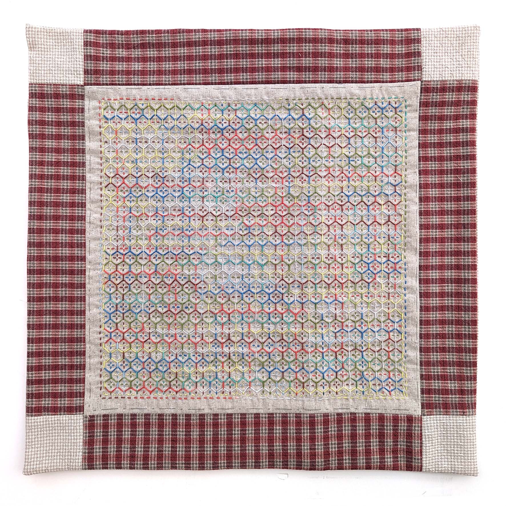 HFCL2024-06A - Weaving Sashiko Kikko-Flower Greige - Image 2
