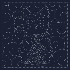 Sashiko Cloth KF2025-45 "Maneki-Neko"
