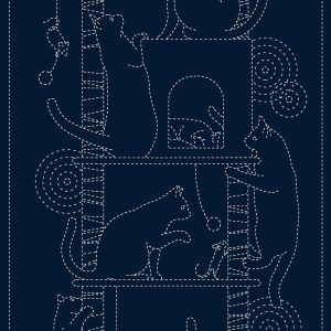 Wagara Sashiko Panel KF1127-15 "CAT TOWER"